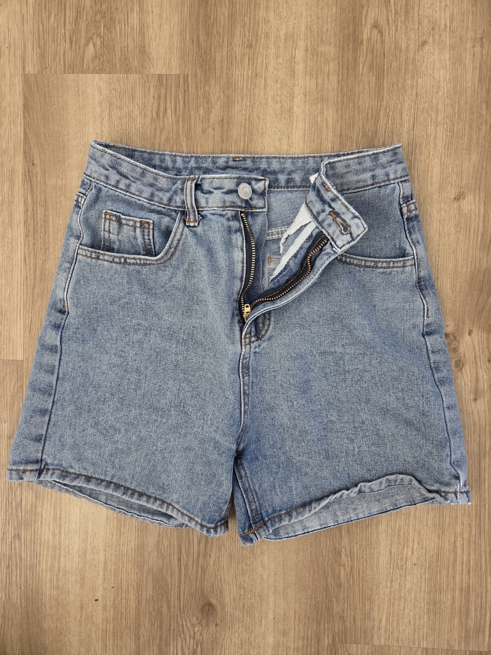 SHEIN Light Blue High-Rise Denim Shorts